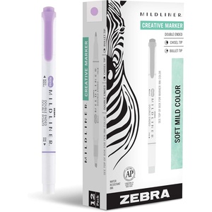 image:imageZebra Pen Mildliner DoubleEnded Highlighter Marker Set Broad and Fine Point Tips Ideal for Bible Highlighting No Bleed Mild Magenta Ink 12Pack 78270upcViolet