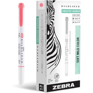 image:imageZebra Pen Mildliner DoubleEnded Highlighter Marker Set Broad and Fine Point Tips Ideal for Bible Highlighting No Bleed Mild Magenta Ink 12Pack 78270upcCoral Pink