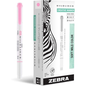 image:imageZebra Pen Mildliner DoubleEnded Highlighter Marker Set Broad and Fine Point Tips Ideal for Bible Highlighting No Bleed Mild Magenta Ink 12Pack 78270upcPink