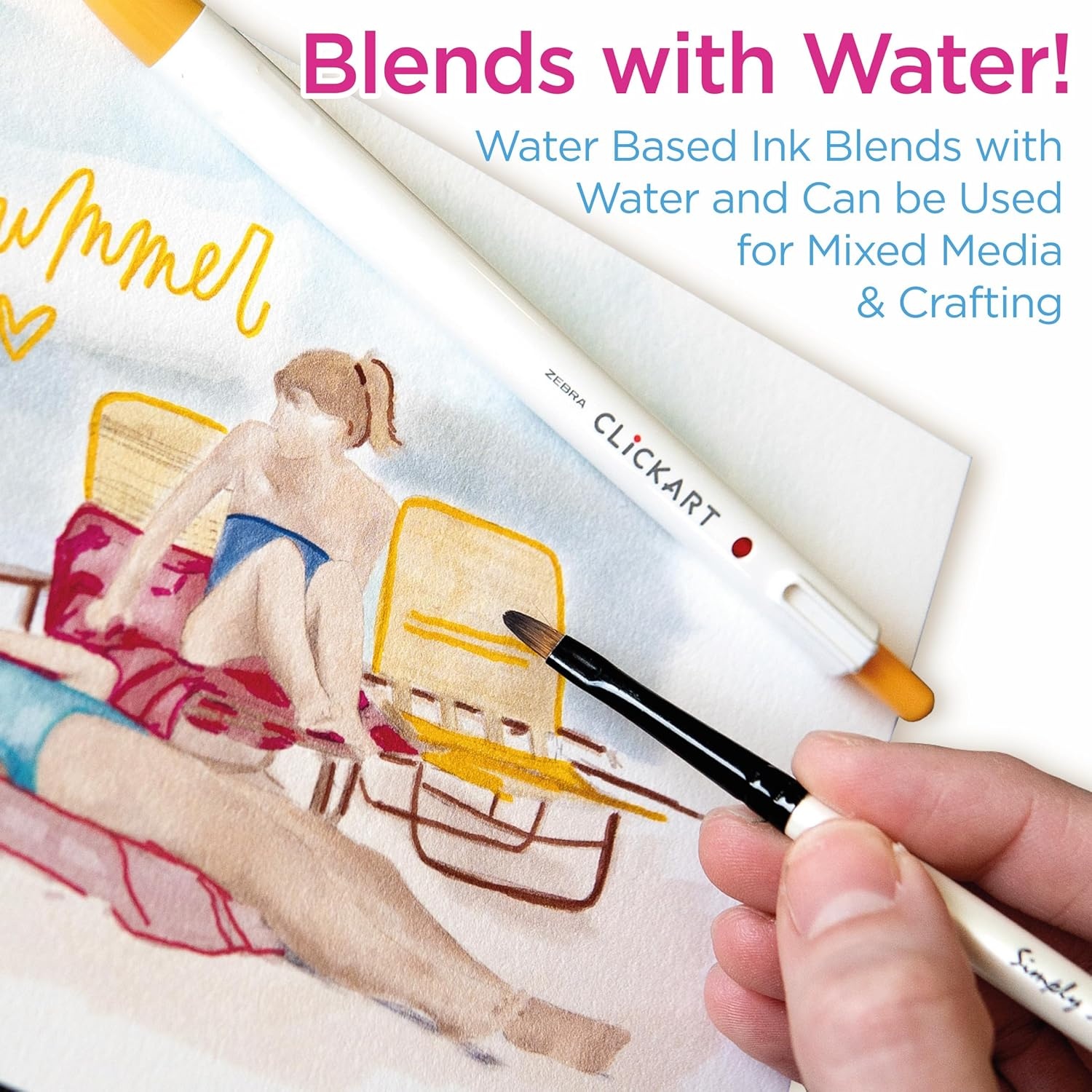 image:imageZebra Pen CLiCKART Retractable Felt Tip Pen Pastel Colors 06mm Fine Point Moisture Absorbing to Prevent Drying Out No Bleed Ideal for Journaling Drawing and Writing 6Pack 69606